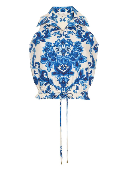  Cara Cara Damask-print Buttoned Top - Neutrals 