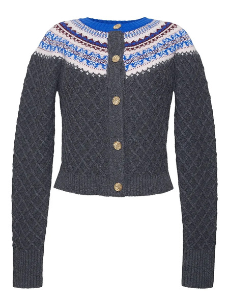  Cara Cara Fairisle Cable-knit Cardigan - Grey 