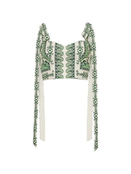  Cara Cara Faiza Tie-straps Floral-print Cropped Top - Neutrals 