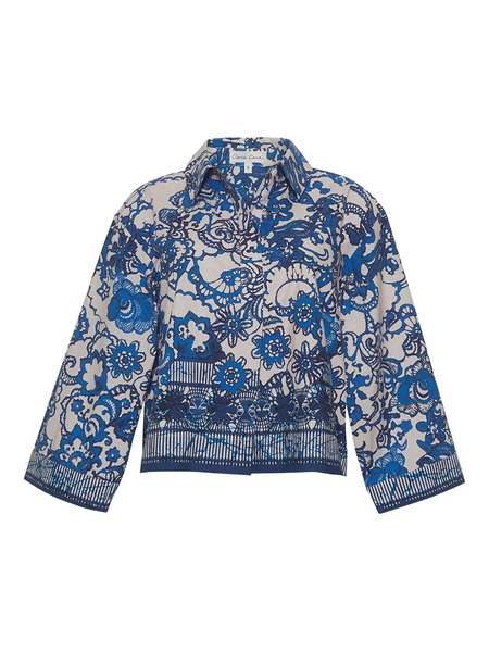  Cara Cara Floral-print Button-up Shirt - Blue 