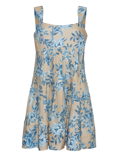  Cara Cara Floral-print Mini Dress - Blue 