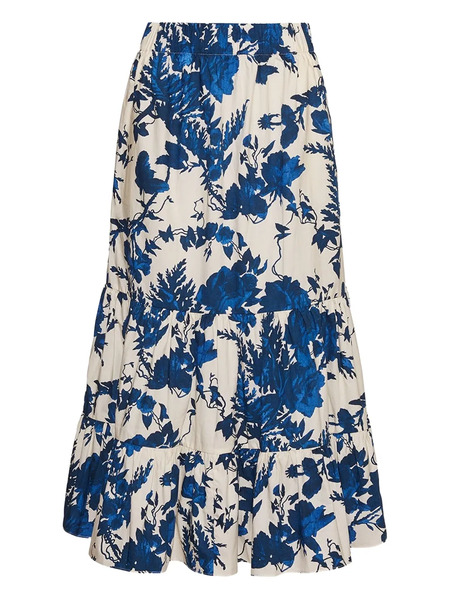  Cara Cara Floral-print Tiered Skirt - White 