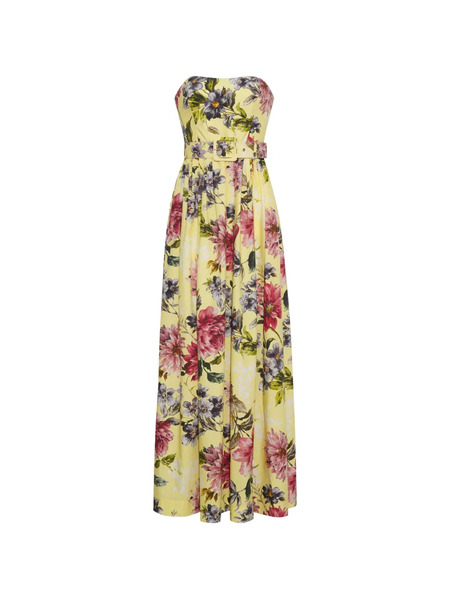 Cara Cara Greenfield Belted Floral-pirint Gown - Yellow 