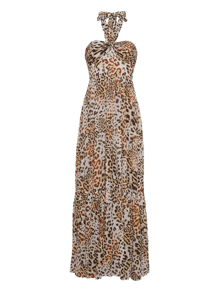  Cara Cara Halterneck Tiered Maxi Dress - Neutrals 