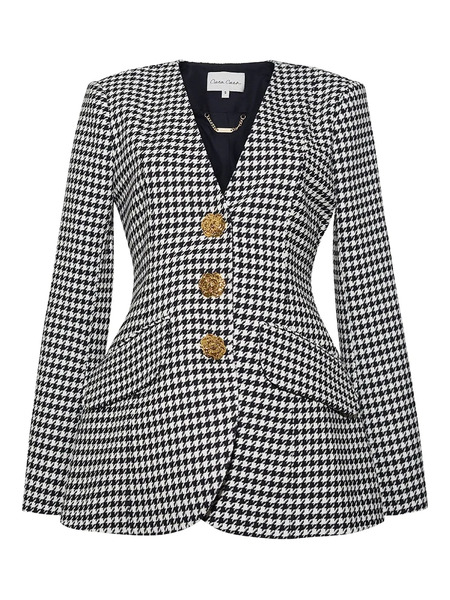  Cara Cara Houndstooth Single-breasted Blazer - White 