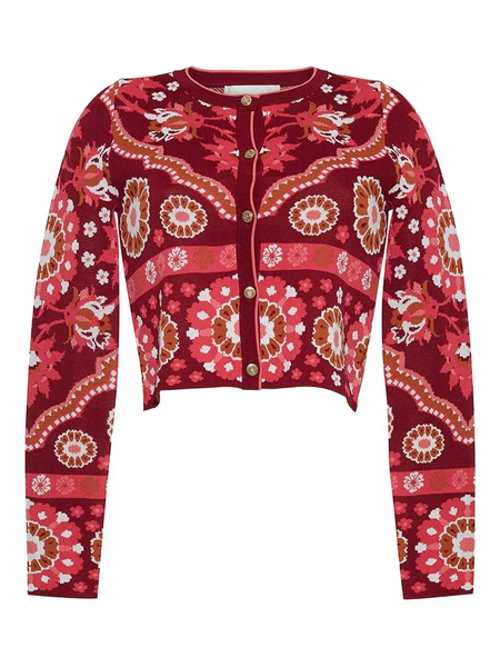  Cara Cara Ila Floral-jacquard Cardigan - Red 