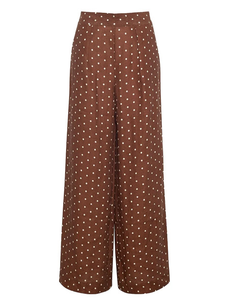  Cara Cara Josephine Polka-dot Linen Trousers - Brown 