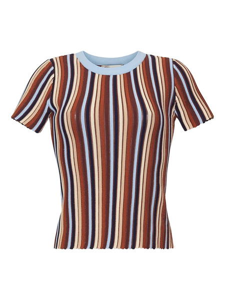  Cara Cara Knoll Striped Top - Brown 