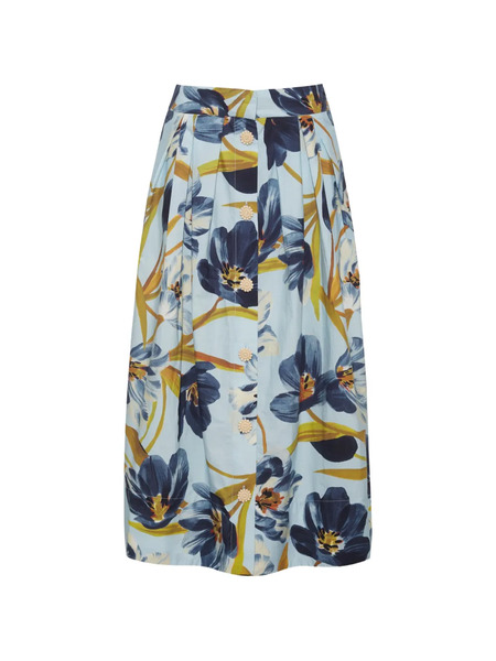  Cara Cara Marge Buttoned Floral-print Midi Skirt - Blue 