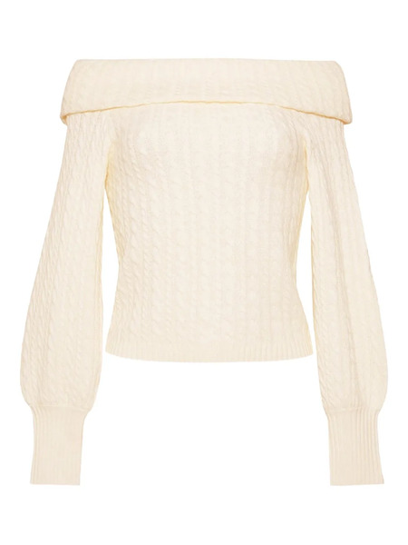 Cara Cara Off-shoulder Cable-knit Top - White 
