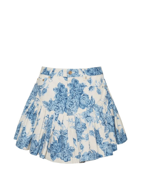  Cara Cara Ohara Floral-print Pleated Mini Skirt - Neutrals 