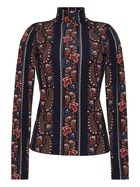  Cara Cara Paisley-print Mock-neck Top - Black 