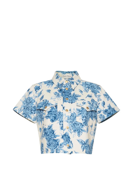 Cara Cara Paro Floral-pattern Cropped Shirt - Neutrals 