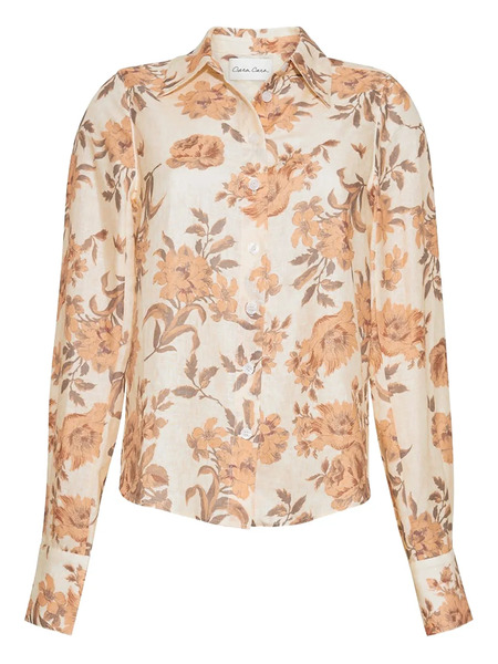  Cara Cara Perfect Floral-print Linen Shirt - Neutrals 