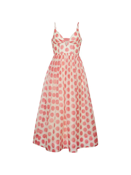  Cara Cara Pero Polka-dot Midi Dress - Neutrals 