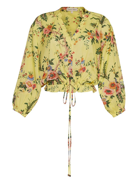  Cara Cara Perrin Floral-print Drawstring Top - Yellow 