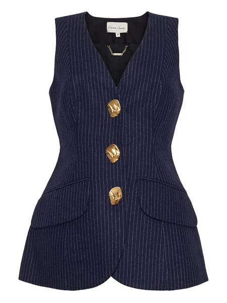  Cara Cara Pinstripe Sleeveless Vest - Blue 