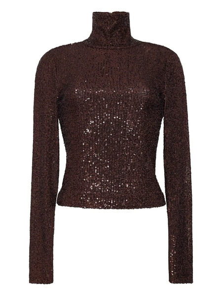 Cara Cara Piper Sequin Turtleneck Top - Brown 