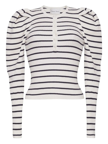  Cara Cara Puff-sleeve Striped Top - White 