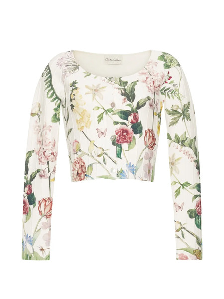  Cara Cara Rose Floral-pattern Cardigan - White 