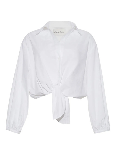  Cara Cara Rumson Balloon-sleeve Tie-front Shirt - White 