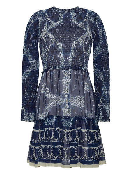  Cara Cara Smocked Ruffled Dress - Blue 