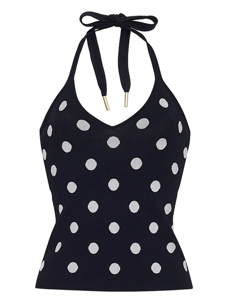  Cara Cara Tanya Polka-dot Halter Top - Black 