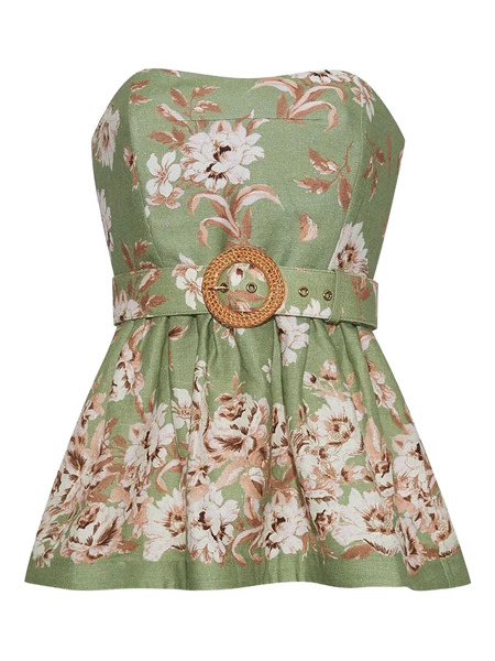  Cara Cara Tilda Floral Peplum Top - Green 