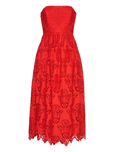  Cara Cara Torres Strapless Midi Dress - Red 