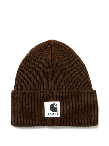  Carhartt Wip Sacai Ribbed Logo-patch Hat - Brown 