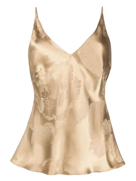  Carine Gilson Floral-jacquard Silk Top - Yellow 