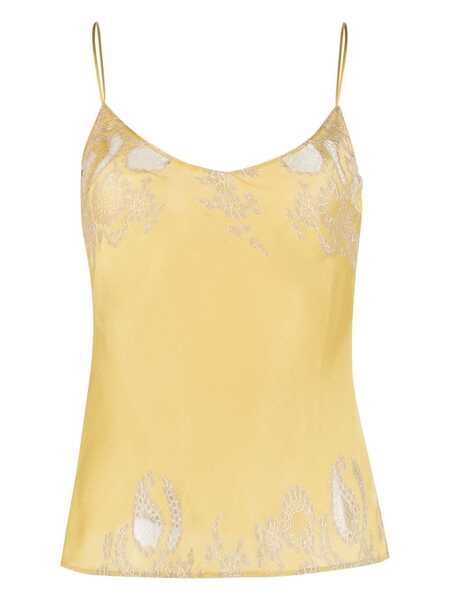  Carine Gilson Lace-panelled Silk Camisole - Yellow 
