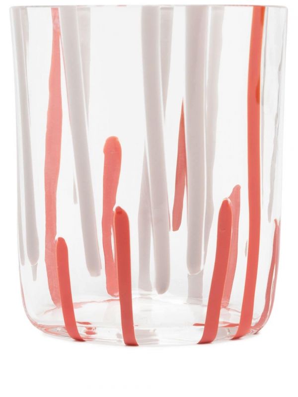  Carlo Moretti Abstract Stripe Print Glass - White 