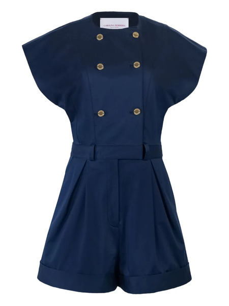  Carolina Herrera Double-breasted Romper With Belt - Blue 