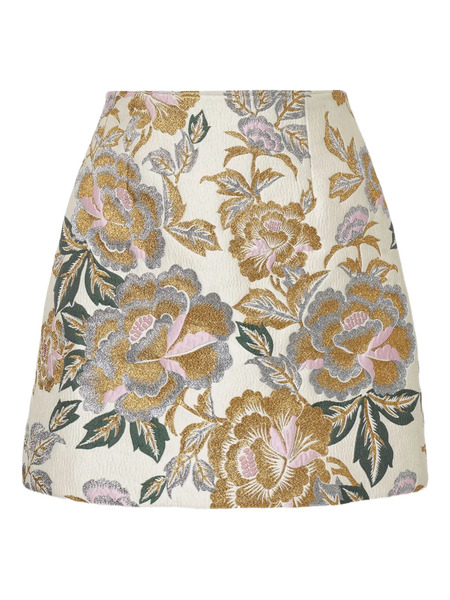  Carolina Herrera Floral-jacquard Mini Skirt - Neutrals 