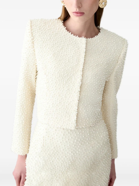  Carolina Herrera Pearl-embroidered Long-sleeve Jacket - Neutrals 