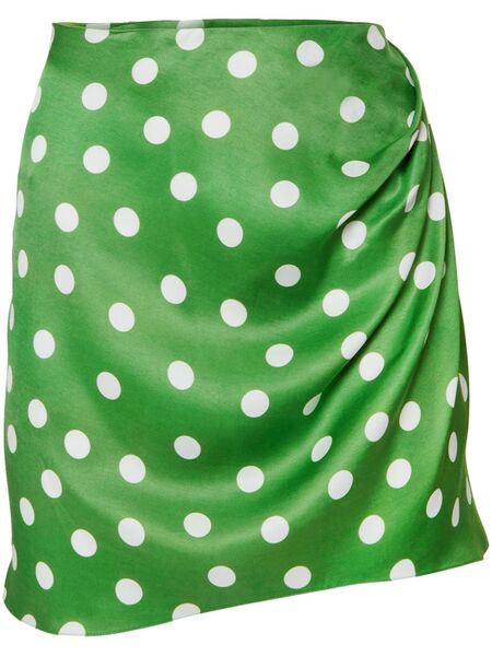  Carolina Herrera Polka-dot Print Ruched Skirt - Green 