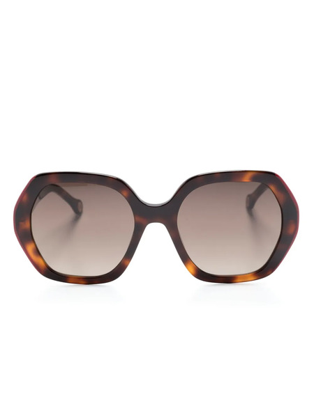  Carolina Herrera Tortoiseshell-effect Oversized-frame Sunglasses - Brown 