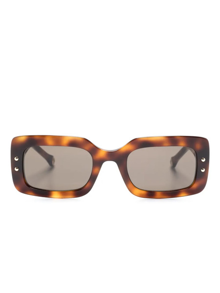  Carolina Herrera Tortoiseshell Rectangle-frame Sunglasses - Brown 