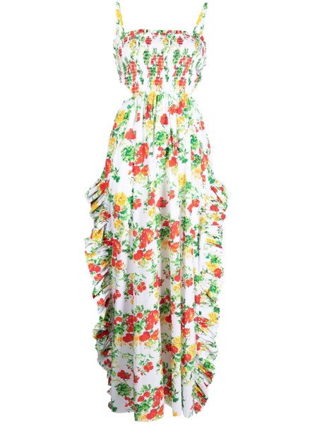  Caroline Constas Floral-print Smocked Dress - White 