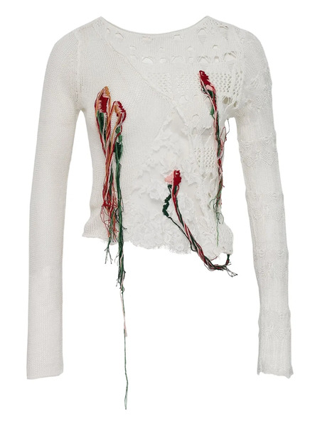  Caroline Hu Floral-embroidered Top - White 