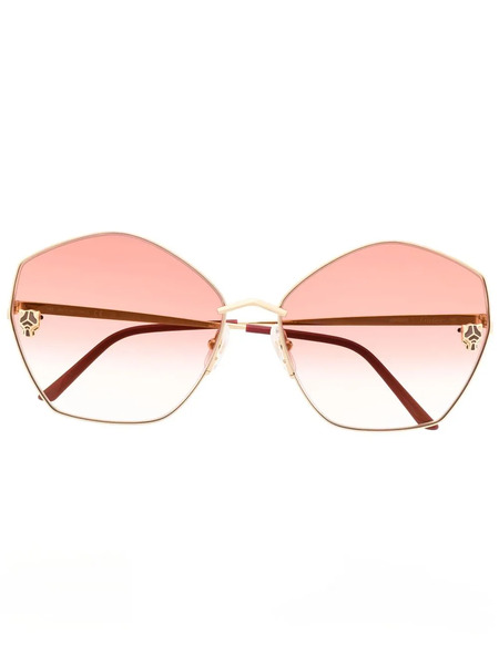  Cartier Eyewear Gradient Oversize-frame Sunglasses - Gold 