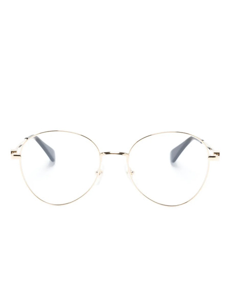  Cartier Eyewear Logo-engraved Round-frame Glasses - Gold 