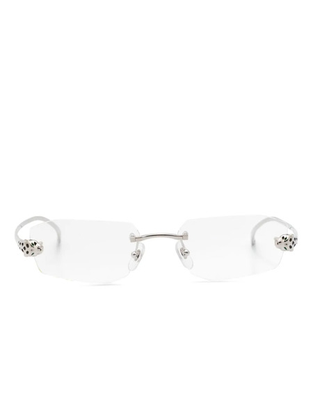  Cartier Eyewear Panthère De Cartier Rectangle-frame Glasses - Silver 