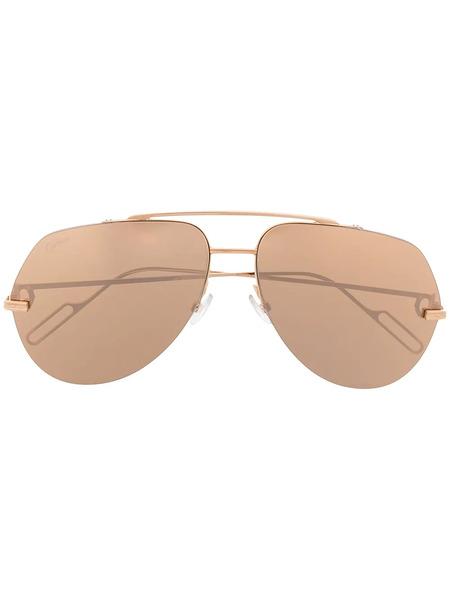  Cartier Eyewear Pilot-frame Mirrored Sunglasses - Gold 