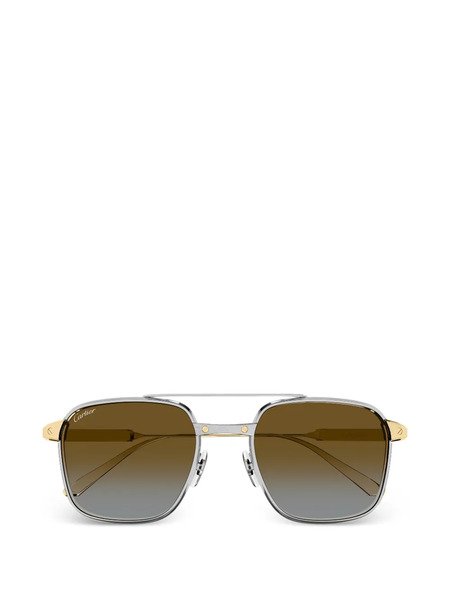  Cartier Eyewear Rectangle Bar Sunglasses - Silver 