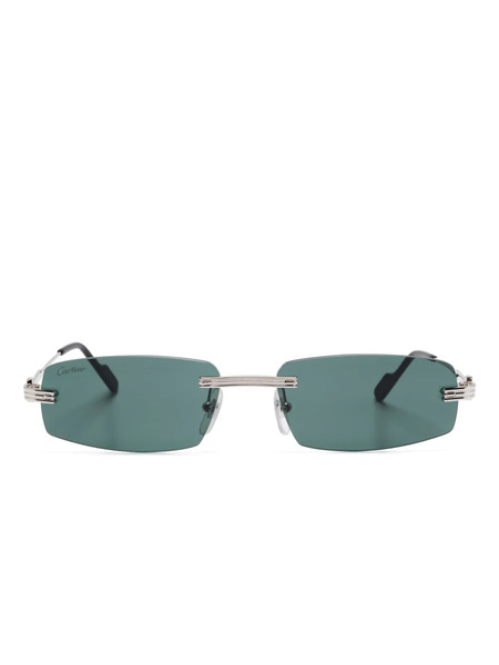  Cartier Eyewear Rectangle-frame Sunglasses - Silver 