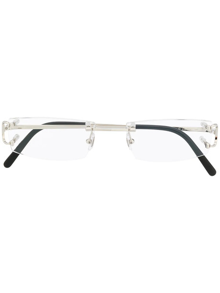  Cartier Eyewear Rectangular Rimless Glasses - Silver 