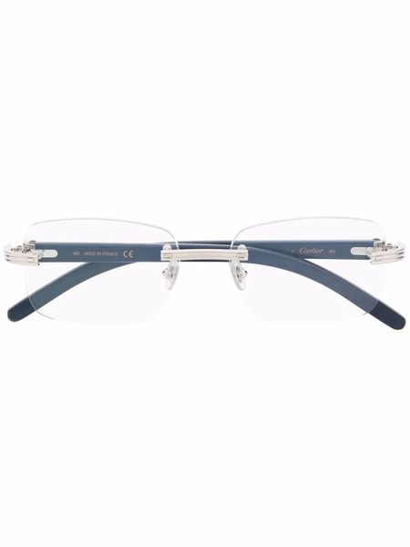  Cartier Eyewear Rimless Square-frame Glasses - Blue 