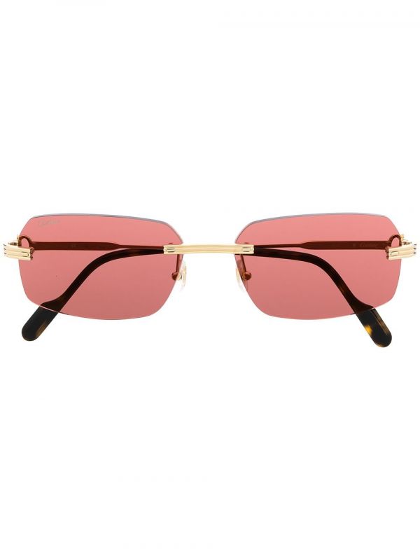  Cartier Eyewear Rimless Square-frame Sunglasses - Gold 